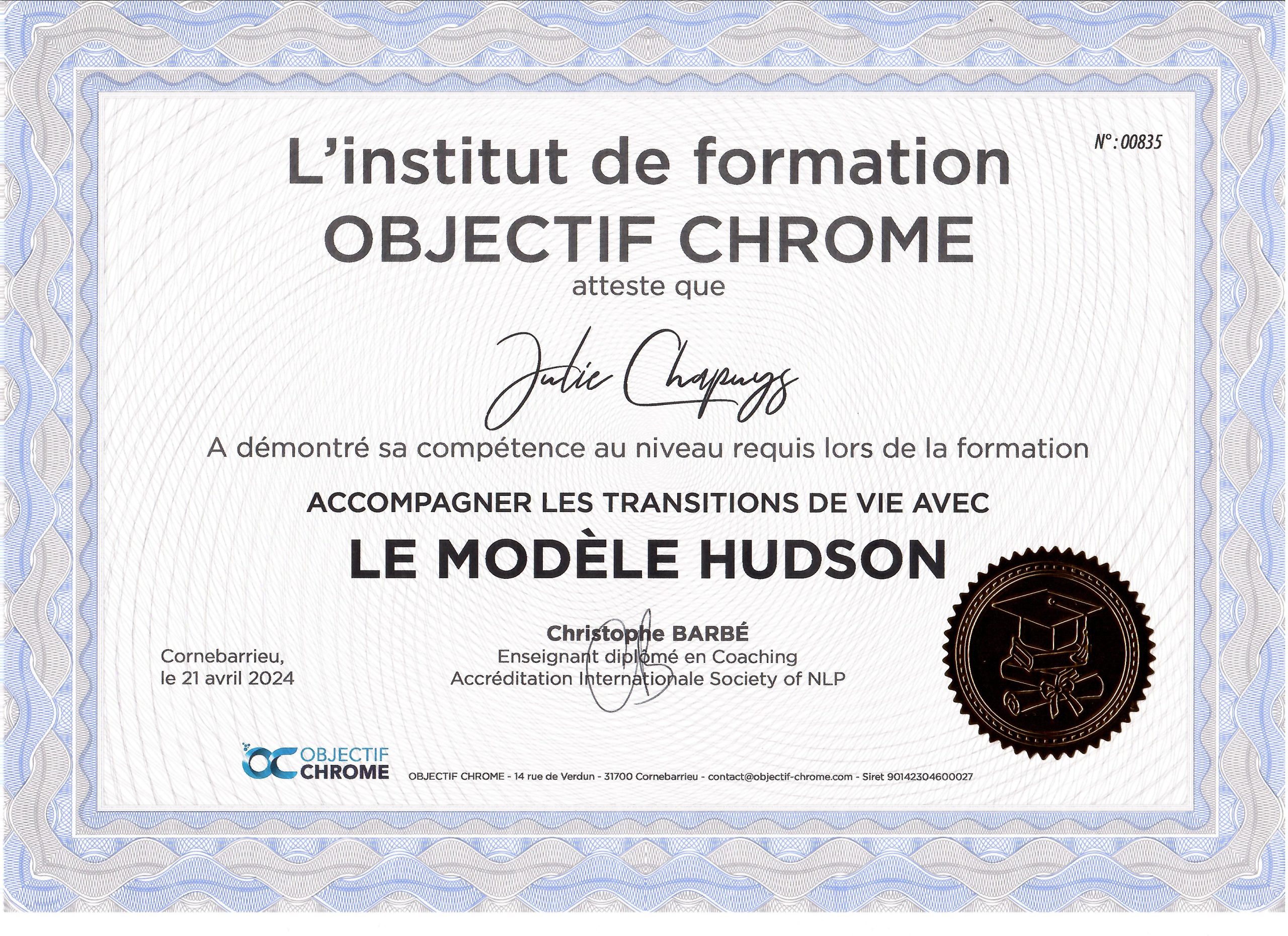 COPEA - Diplôme Hudson - Julie Chapuys Laffont